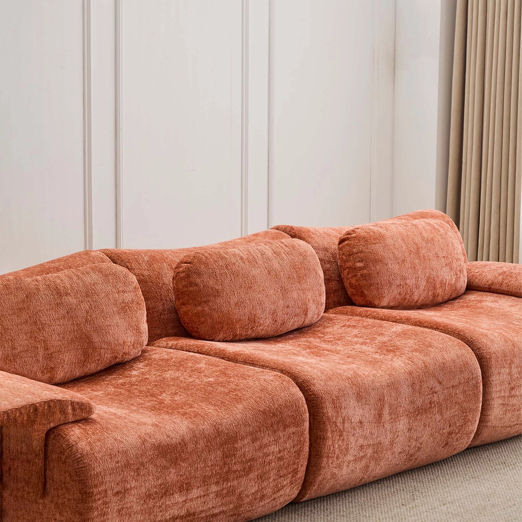 Komprimiertes 2-Sitzer Sofa Rostorange mit Wellenpolstern und Armlehnen
