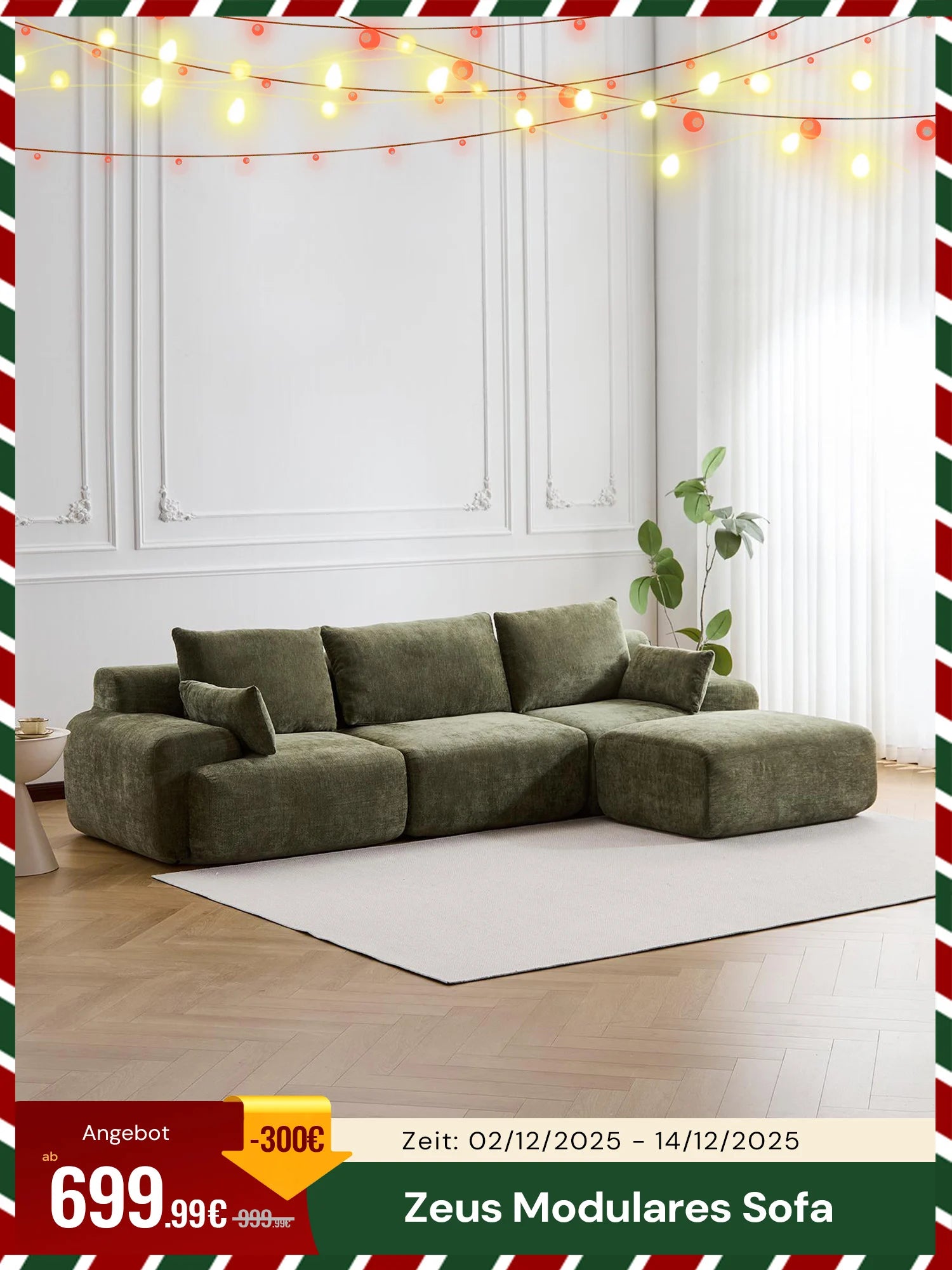 Zeus Modulares Sofa (4-Sitzer) mit Hocker