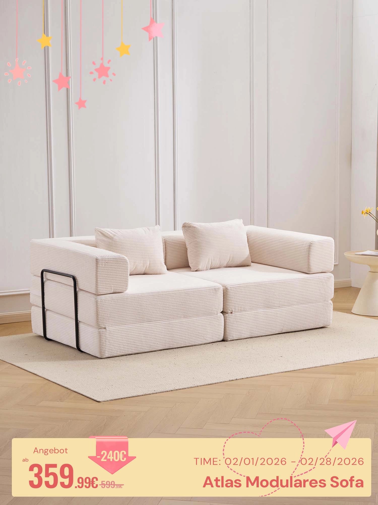 Atlas 2-Sitzer Komprimiertes Modulares Sofa