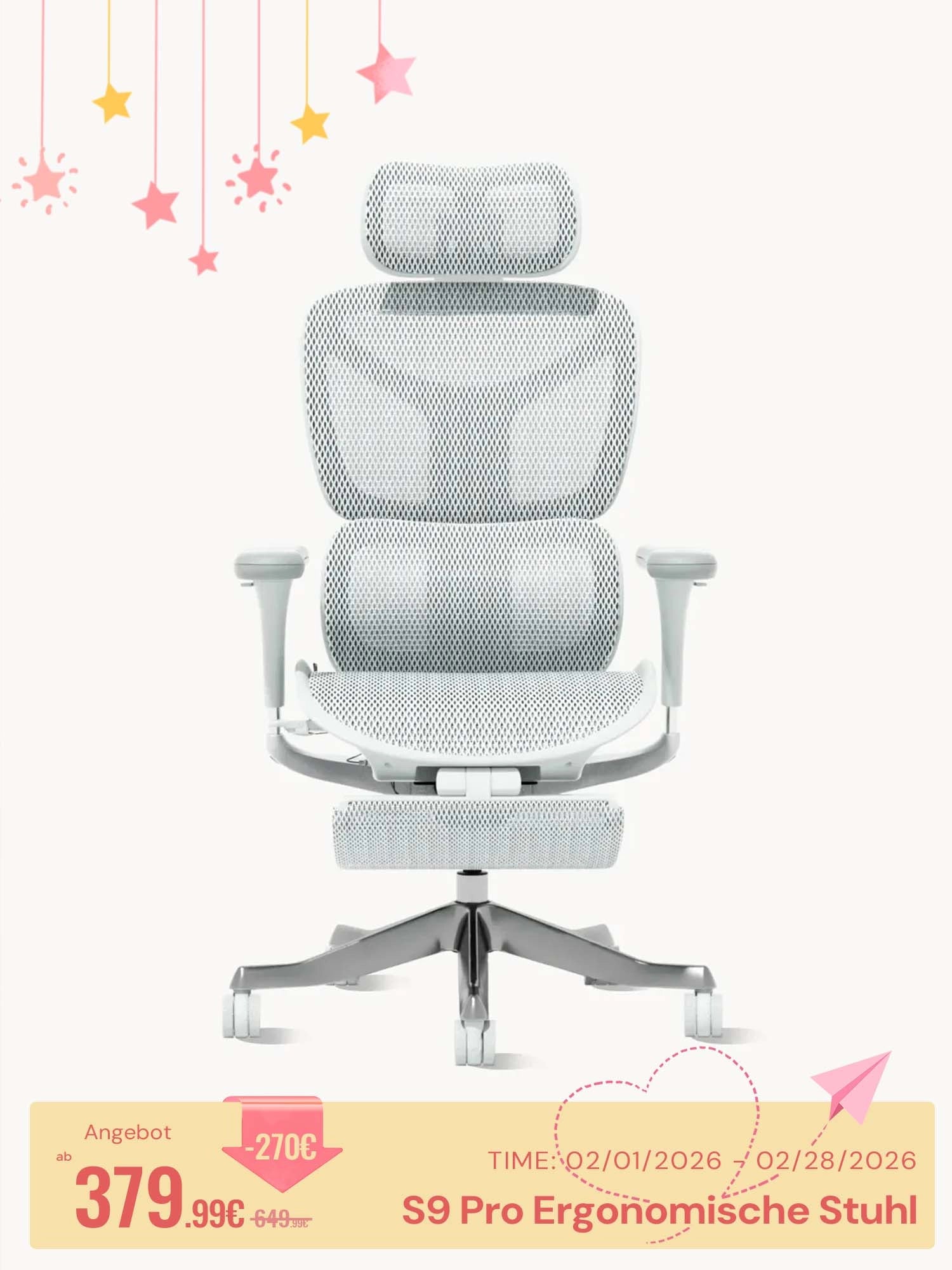 S9 Pro Ergonomischer Bürostuhl mit Ein-Tasten-Verstelluung