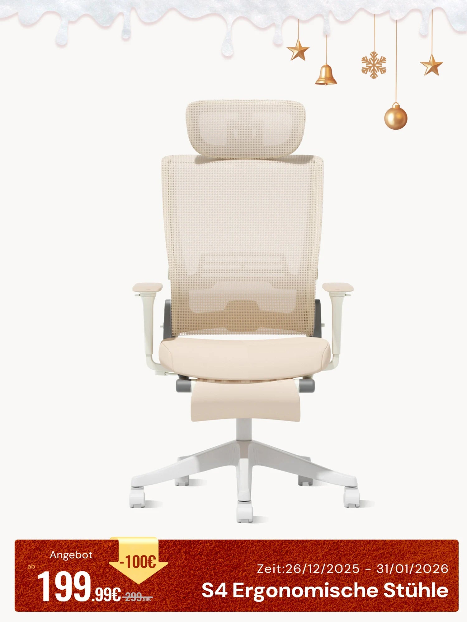 S4 Ergonomischer Bürostuhl mit klappbarer Rückenlehne