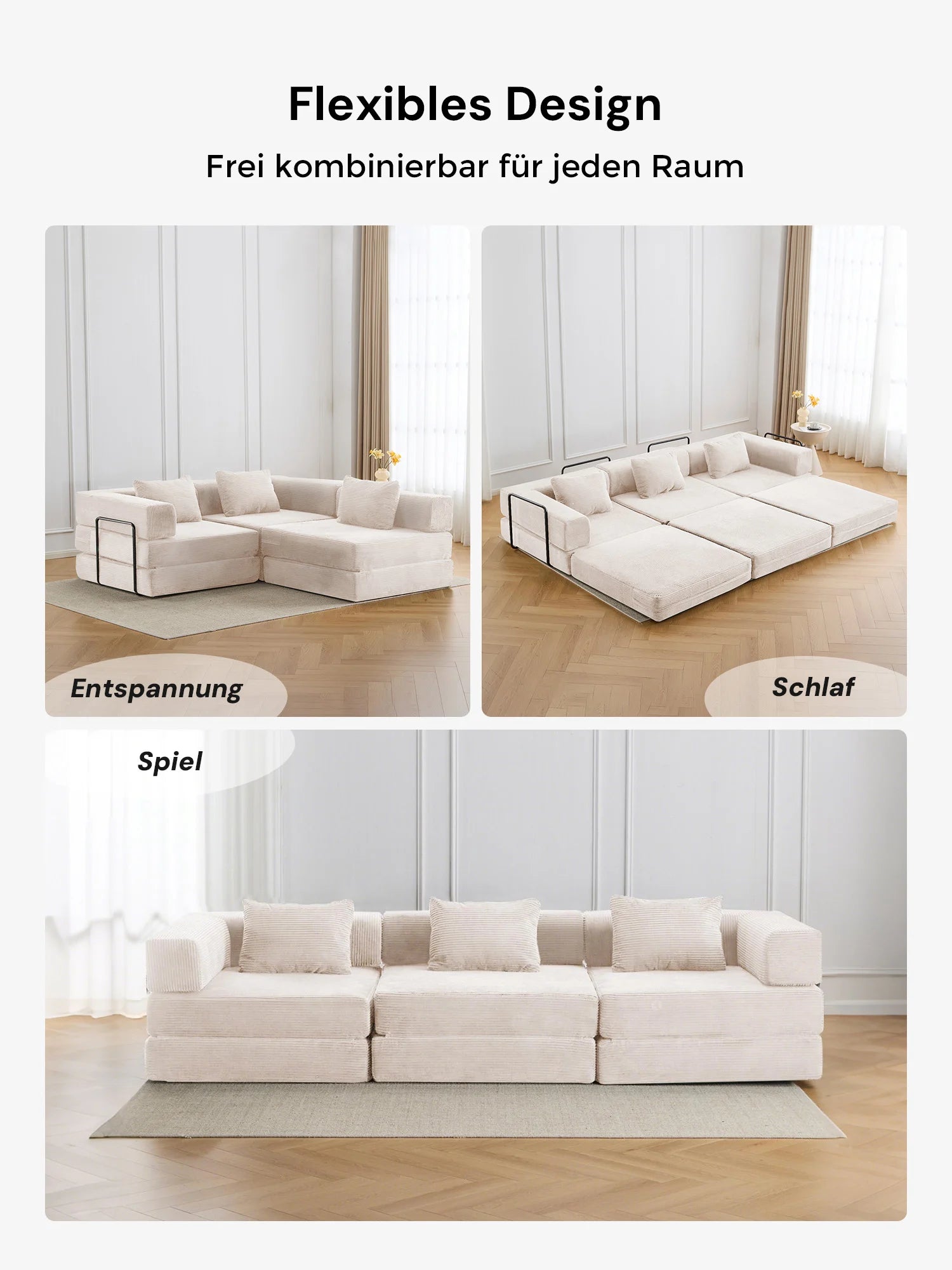 Atlas Modulares Sofa (3-Sitzer) mit Kompressionsdesign