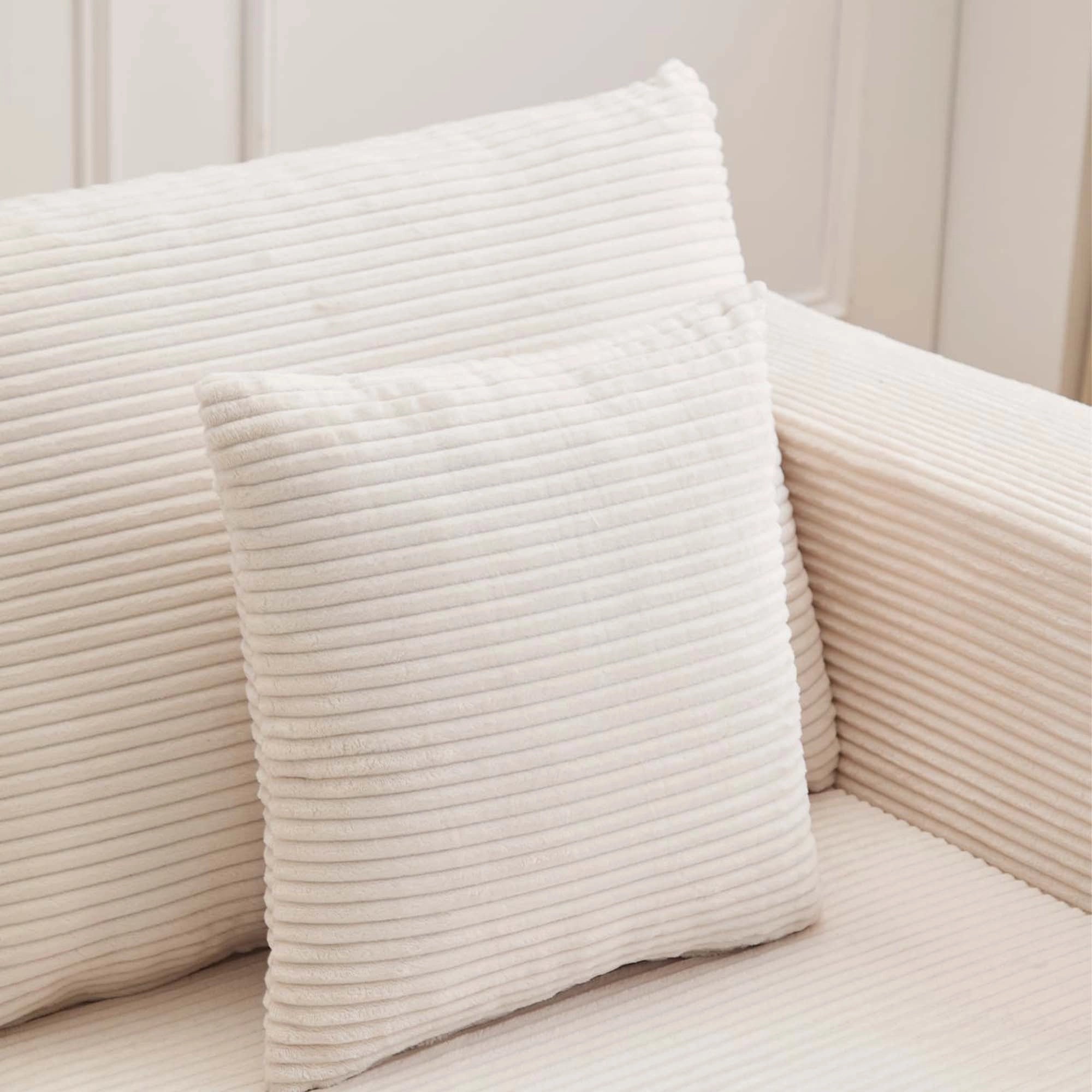 Modulares Sofa-Element mit Zierkissen, Cordbezug in hellem Weiß
