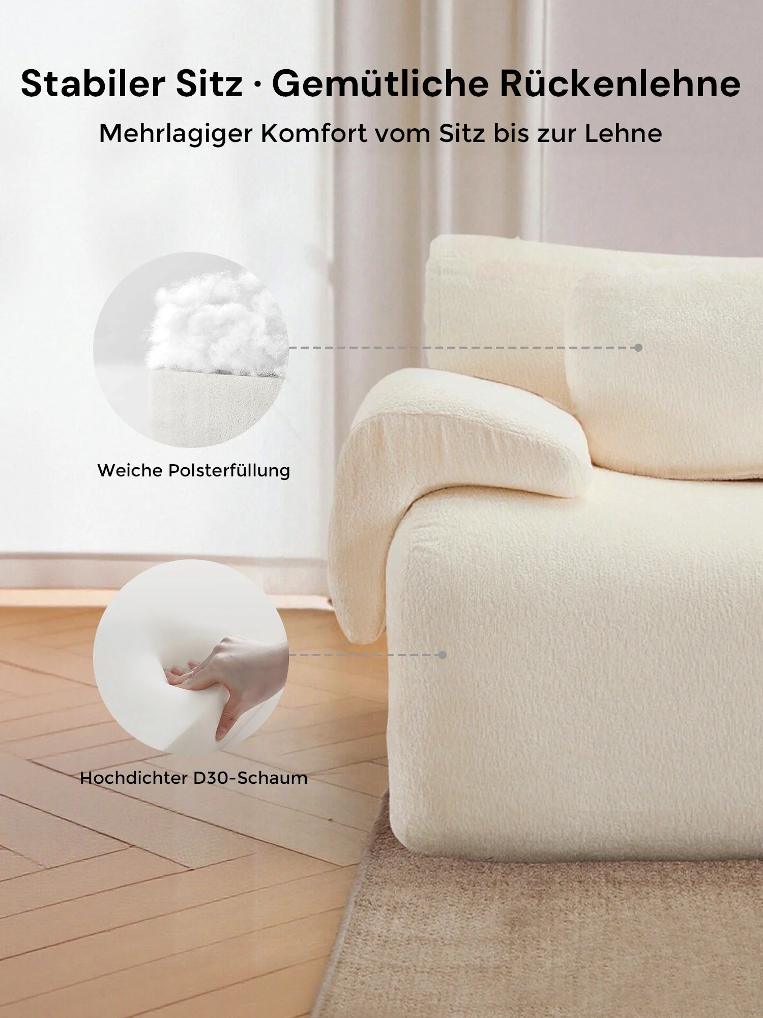 Nephele Modulares Sofa (3-Sitzer) mit Kompressionsdesign