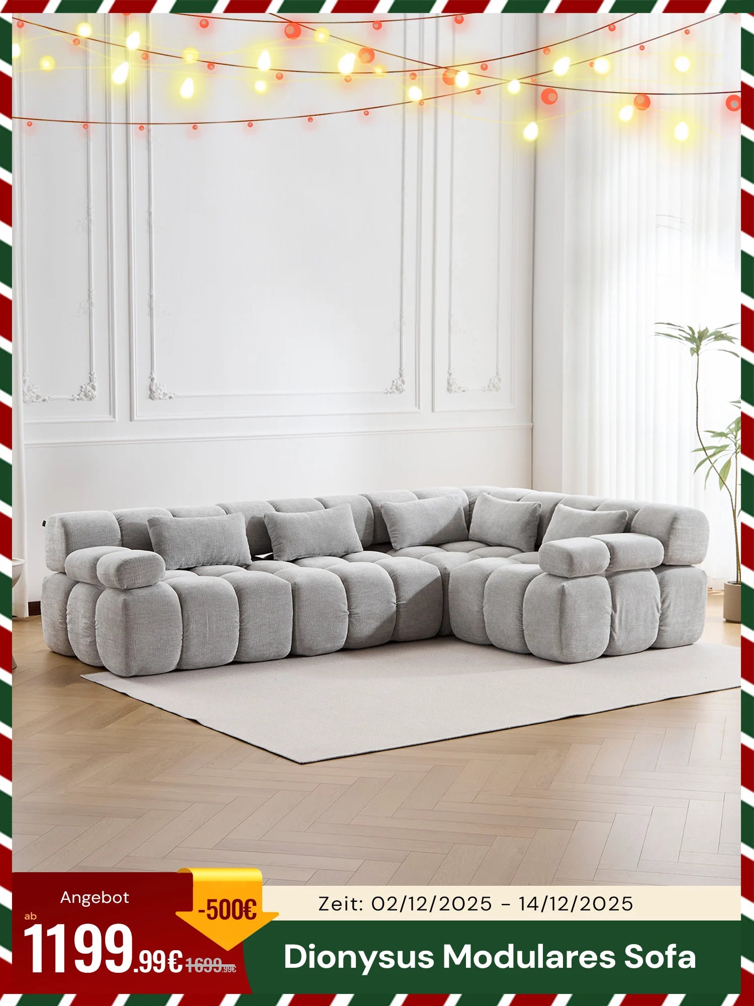 Dionysus Modulares Sofa (4-Sitzer) mit Hocker