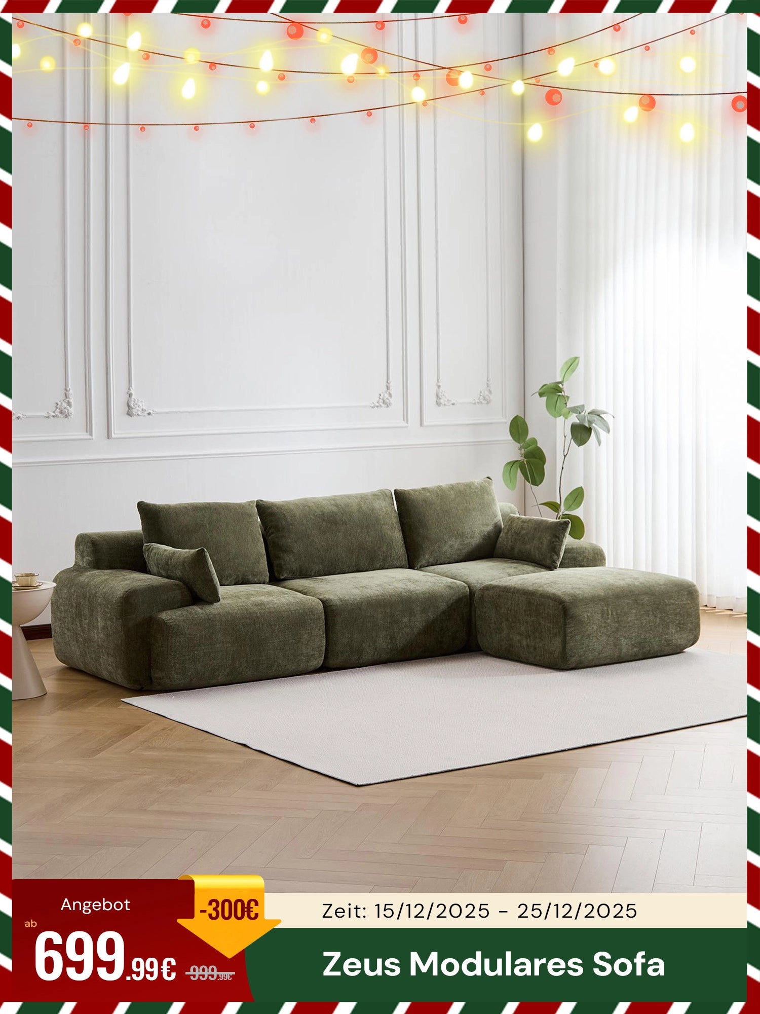 Zeus Modulares Sofa (4-Sitzer) mit Hocker