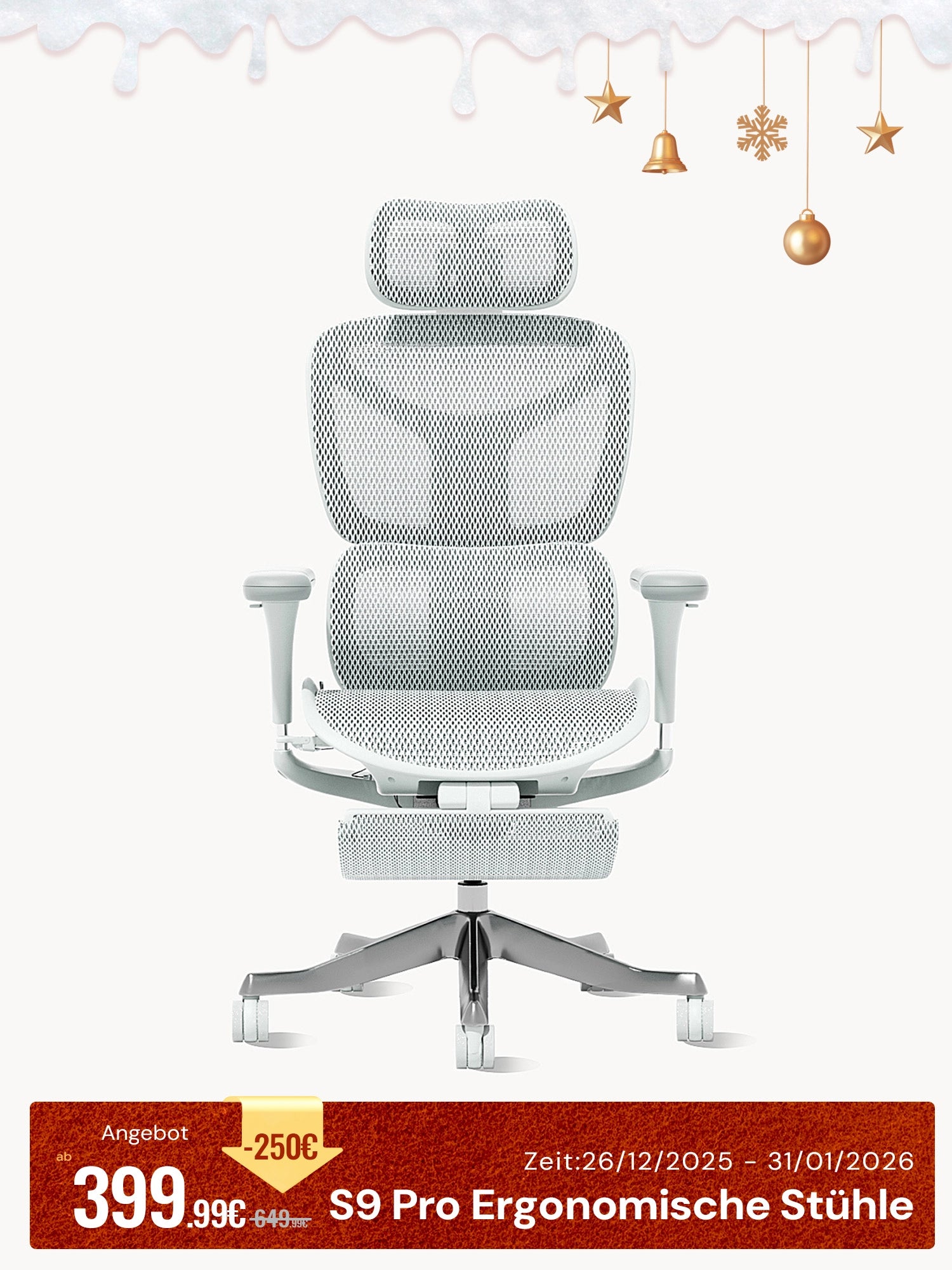 S9 Pro Ergonomischer Bürostuhl mit Ein-Tasten-Verstelluung