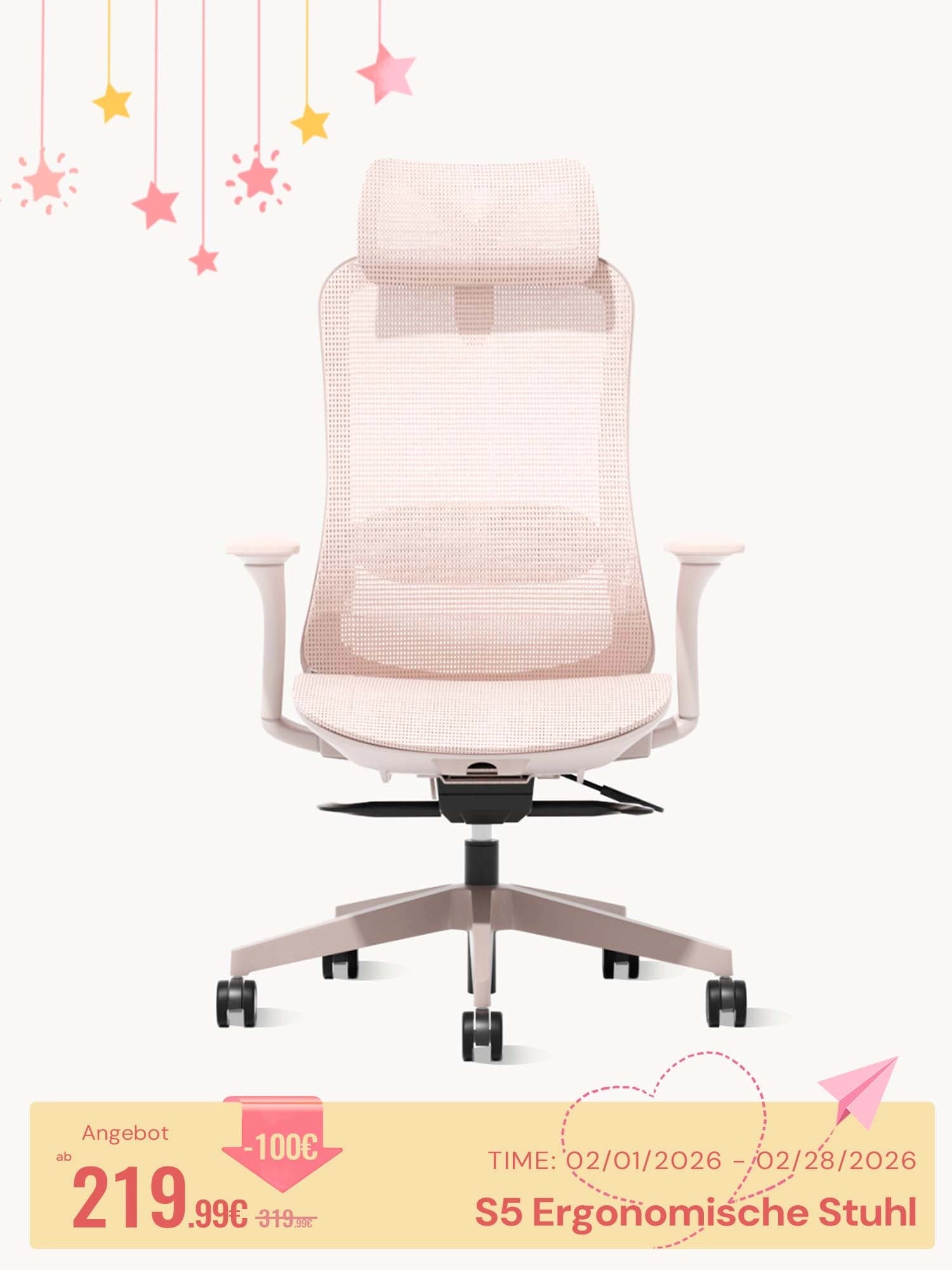 S5 Bürostuhl mit geschwungenem Bogendesign