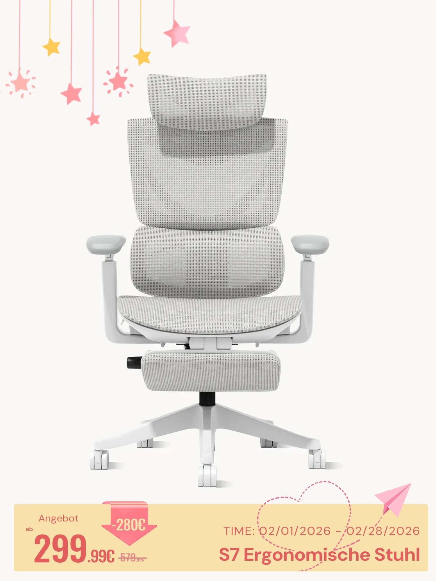 S7 Ergonomischer Bürostuhl mit Drei-Tasten-Verstellung