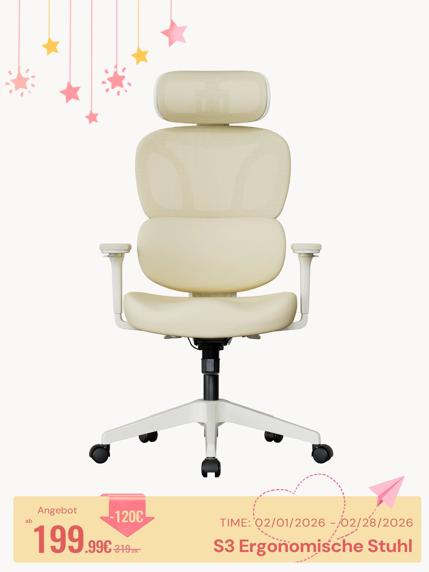 S3 Ergonomischer Bürostuhl mit buntem Design