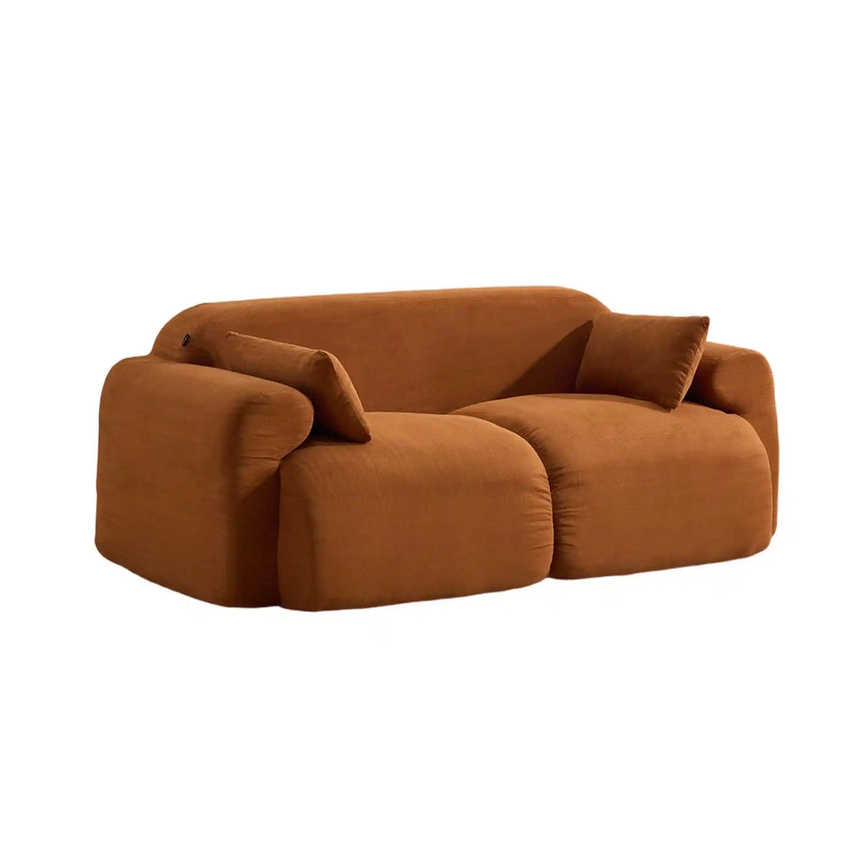 Thalia Cord-2-Sitzer-Sofa, terrakottafarben, gepolsterte Armlehnen und Rückenkissen