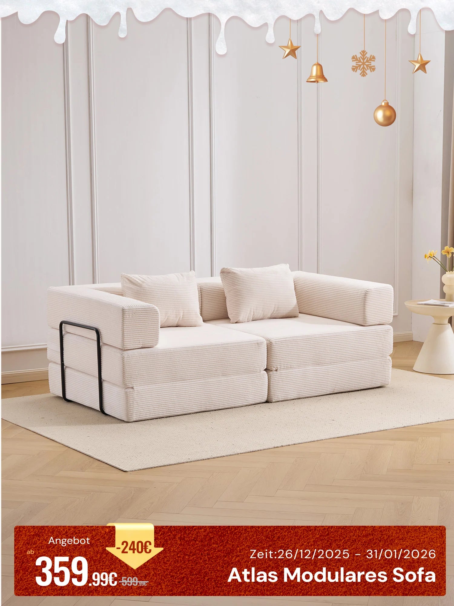 Atlas 2-Sitzer Komprimiertes Modulares Sofa