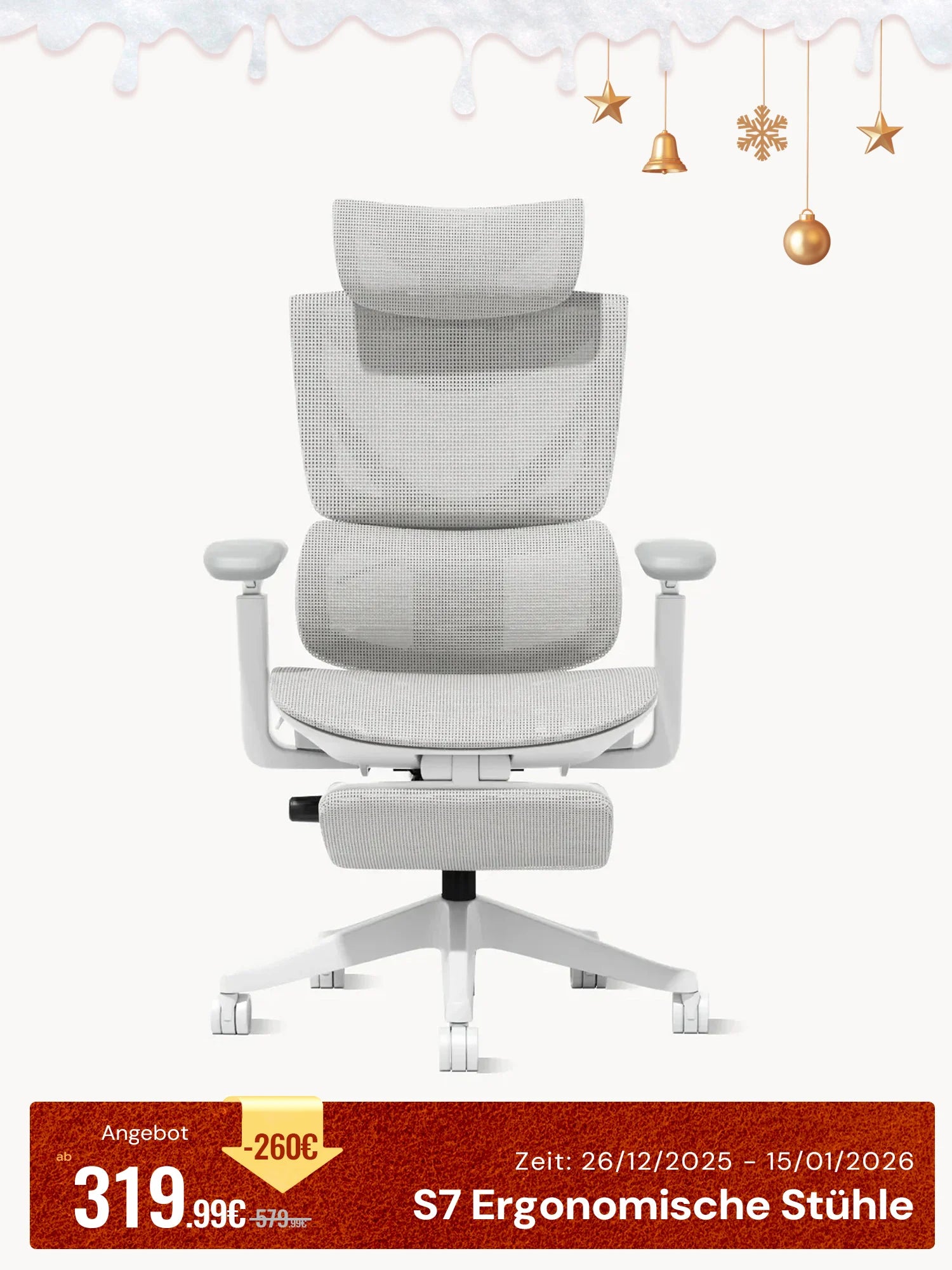 S7 Ergonomischer Bürostuhl mit Drei-Tasten-Verstellung