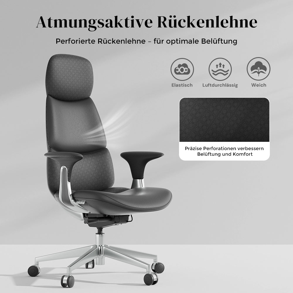 Nyla Lederstuhl mit einfacher Verstellung