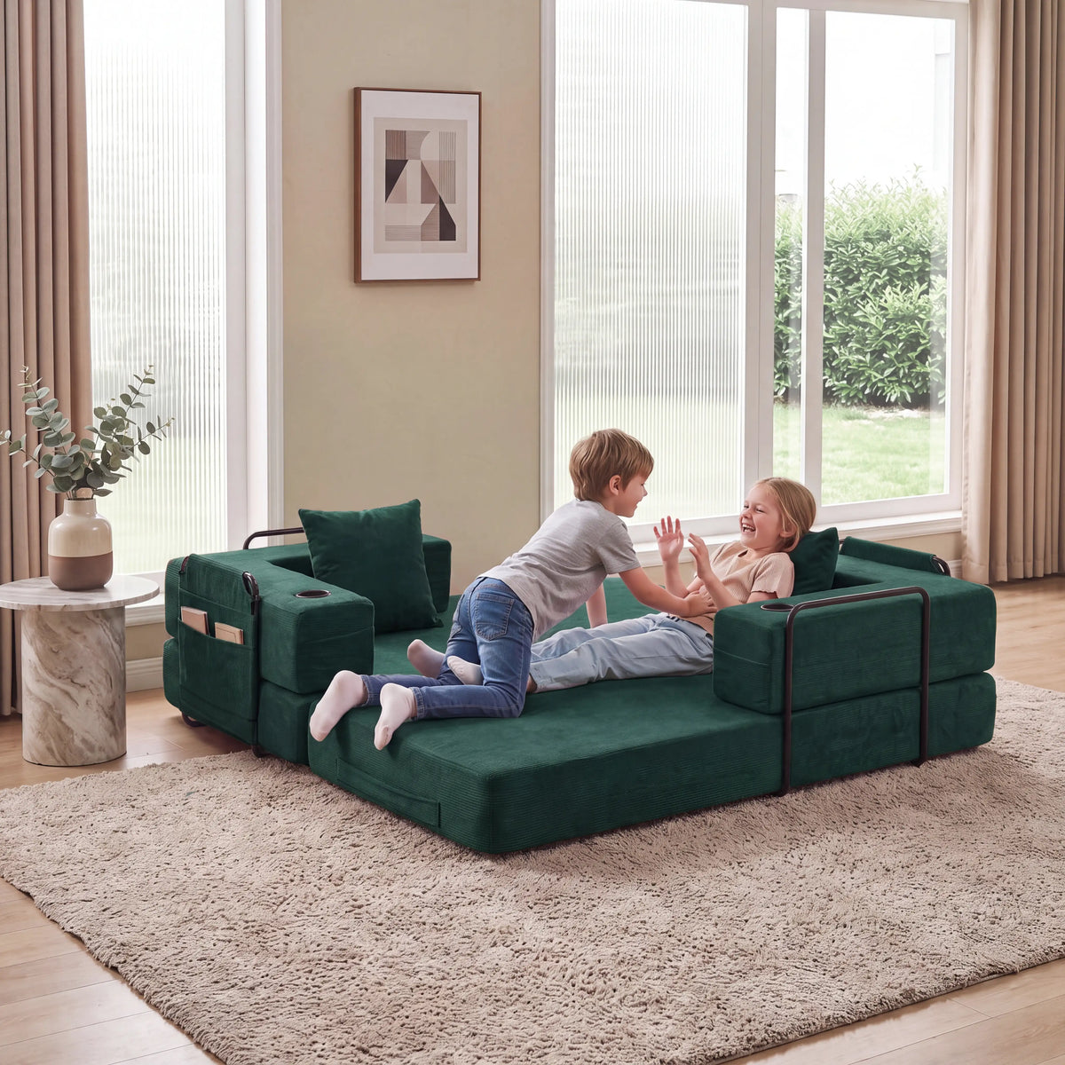 Atlas Modulares 2-Sitzer Sofa mit Kompressionsdesign & Schlaffunktion