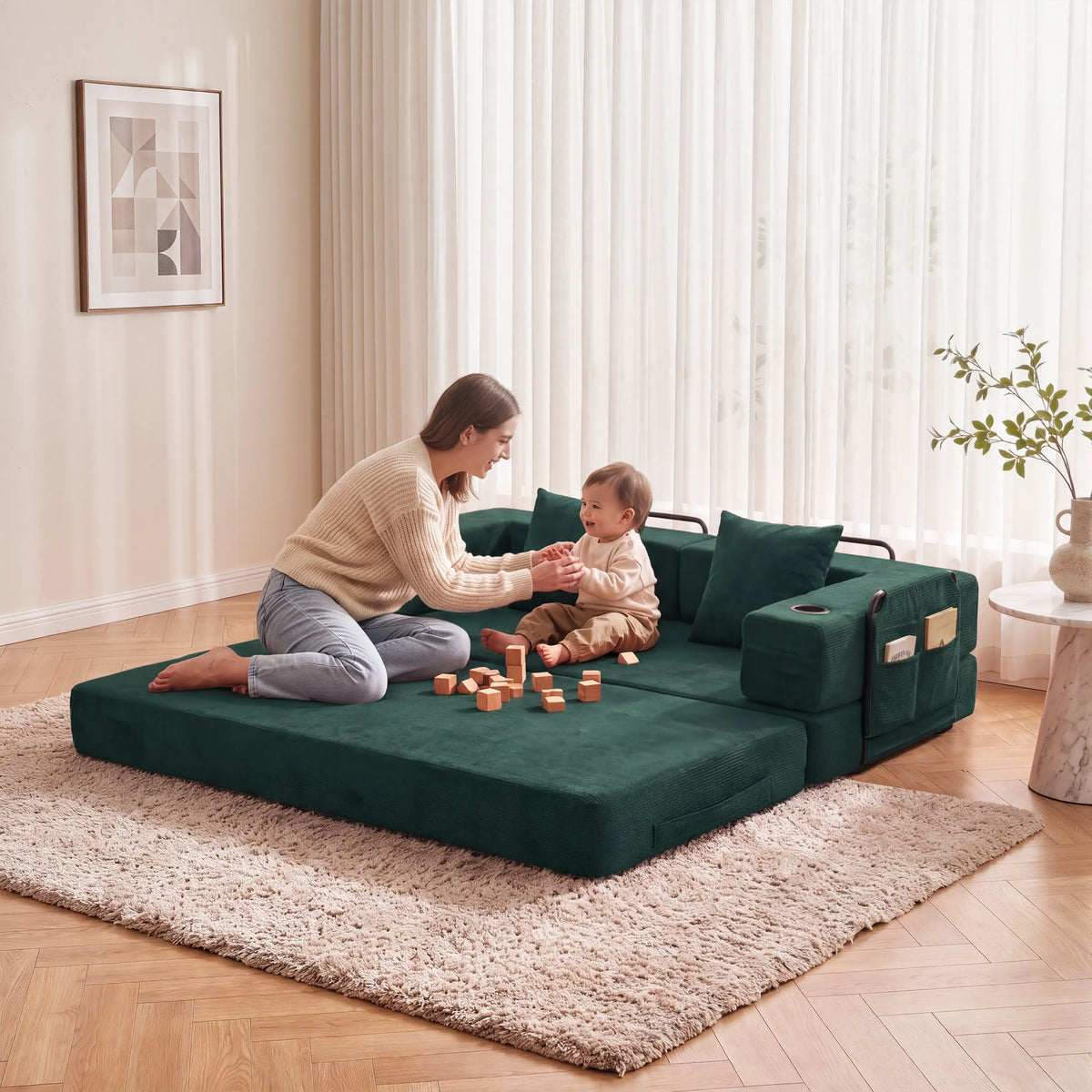 Atlas Modulares 2-Sitzer Sofa mit Kompressionsdesign & Schlaffunktion