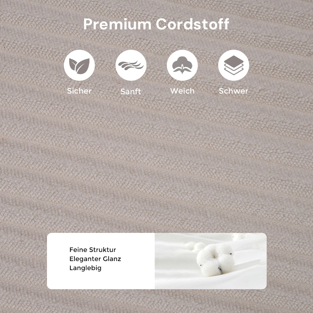 2-Sitzer-Modularsofa, hellbrauner Cordstoff mit feiner Webstruktur